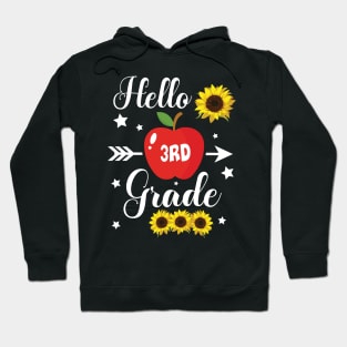 Stars Sunflower Teacher Student Back School Hello 3rd Grade Hoodie